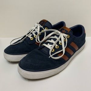 Adidas Kiel navy blue suede and brown stripe sneakers size 9